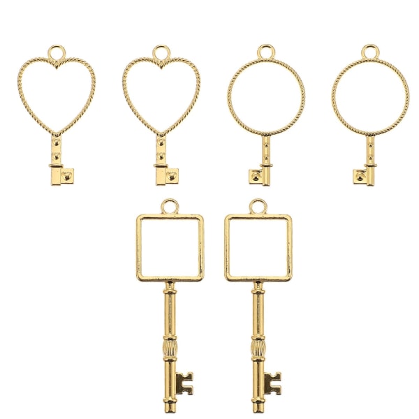 6 stk. Nøgletema Åbne Bezel Charms Legering Ramme Vedhæng Til Harpiks Smykkefremstilling Guld 6.1X2X0.3CM Golden 6.1X2X0.3CM