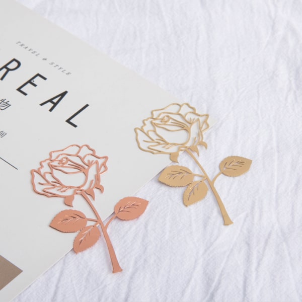 DIY kreative rosenblomst bogmærker rosa guld + guld 2 stk