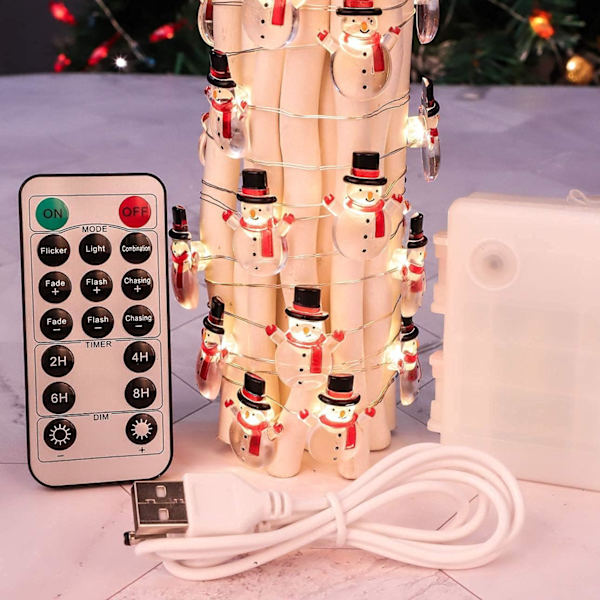 Jouluvalosarja 3 metriä 30 LED-valoa Lumimies Fairy Lights USB-liittimellä - Talvihäihin, makuuhuoneeseen, takkaan, joulukuuseen