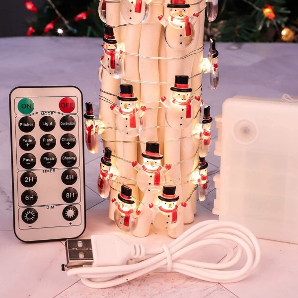 Jouluvalot 10 jalkaa 30 LEDiä Lumiukko Fairy Lights of String USB pistoke - talven häihin Makuuhuoneen takka Kristus