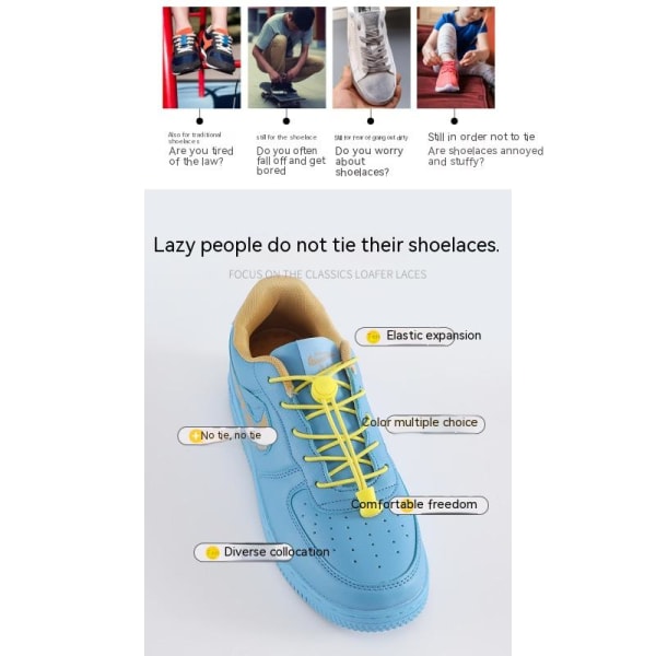 Lämplig för vuxna och barn med runda reflekterande elastiska obundna skosnören i blått blue