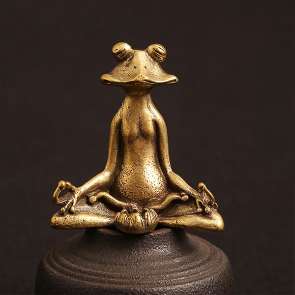 Antik metal meditationsfrø statue figur røgelse brænder holder