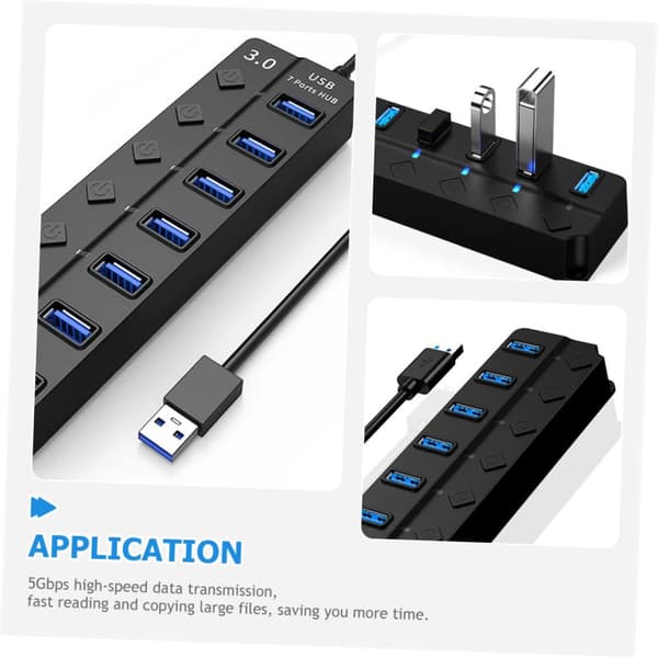 7-ports USB-hub USB-splitteradapter Backup-strøm Nem til bærbar og stationær computer