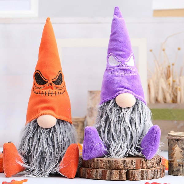 Halloween-tomte Handgjord Tomte Svensk Tomte Sittande Nisse Skandinavisk Tomte Ornament Borddekoration Present Lila