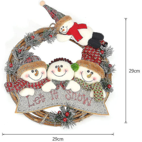 Julekrans i Naturlig Rattan DIY Garland Hjemme Henger Xmas Dekor Multifarget) (1 stk