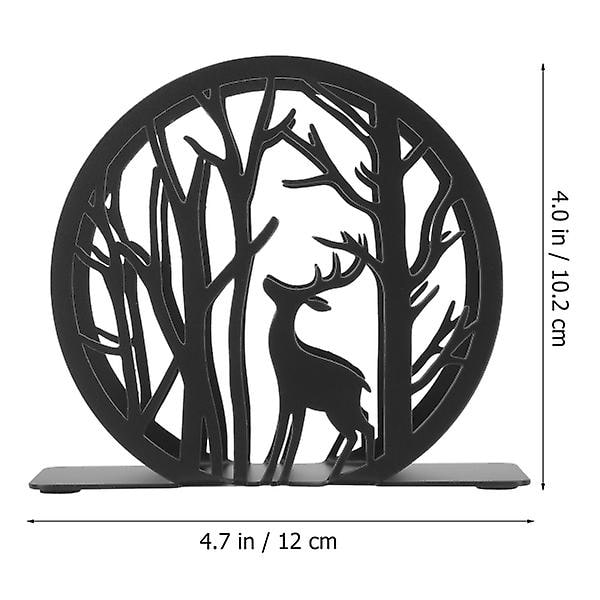 Hul Elk Træ Serviet Holder Metal Vævspapir Holder Vævspapir Opbevaring Stativ Serviet Metal Holder Sort 12.4X10.2CM