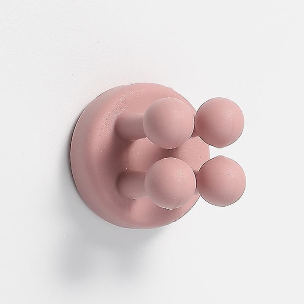 6 st Silikon självhäftande krok, verktygshållare, pluggkabelhållare, nyckelkrok för badrum, kök, rosa