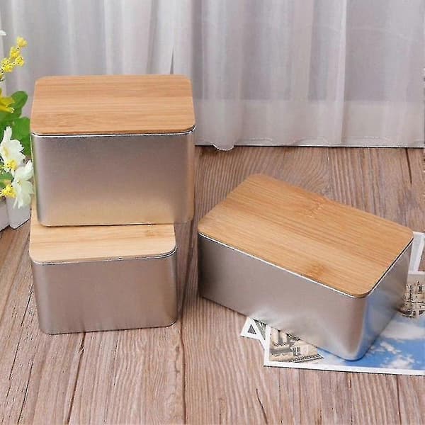 Kitchen Metal Storage Box With Bamboo Lid Drawers Bread Sugar Boxes Tea H