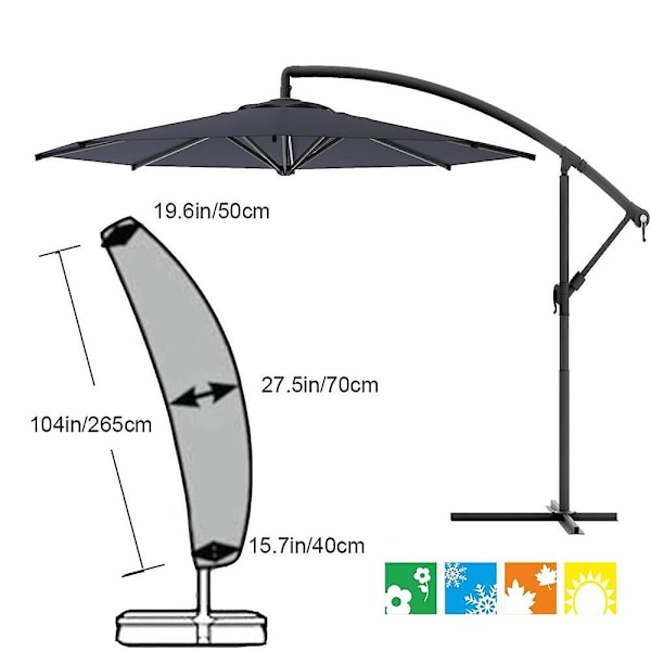 Parasollskydd för utomhus, Patio-parasollskydd för cantilevers, Utomhusparasollskydd, Vattentätt tyg, Svart 265 cm (50 * 70 * 40 cm)