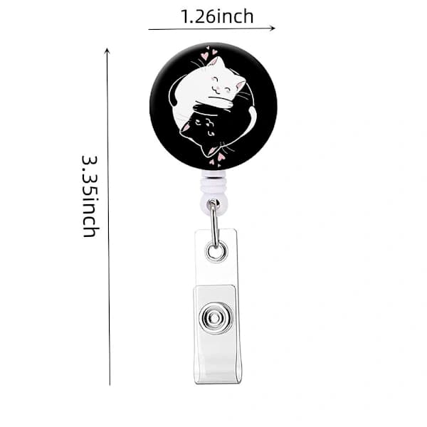 Retractable Badge Reel Clip Funny Black Cat Badge Funny ID