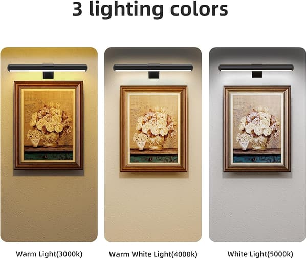 Remote Control Wall Lamp, Picture LED Wireless Light, Rechargeable Battery, for Artwork, 300 Lumen Brightness, Adjustable