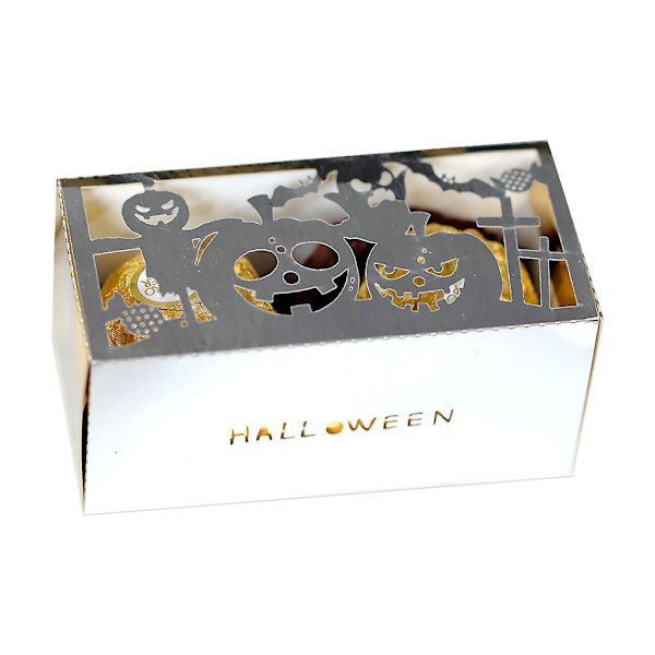 100 kpl Halloween-leikkaussuklaakonvehtilaatikko Kurpitsa Haamu Risti Juhlat Koriste Heijastava hopea