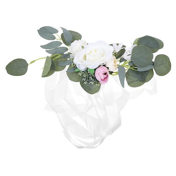 Simulerad Stolsrygg Blomma Bröllopsscen Blomma Dekoration Romantisk Blomma Dekoration Vit 63x34cm
