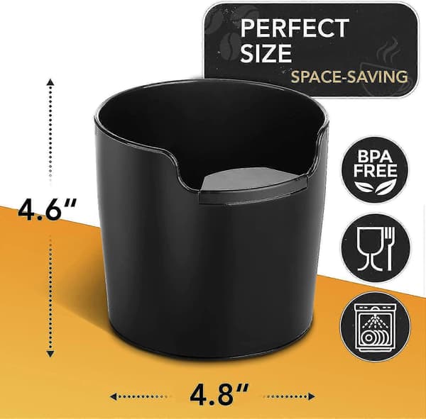 Knockbox med forbedret håndtering - Innovative espressotilbehør - Kaffeslagskasse Espresso, Sort - Espressomaskinetilbehør - Knockbox til Esp