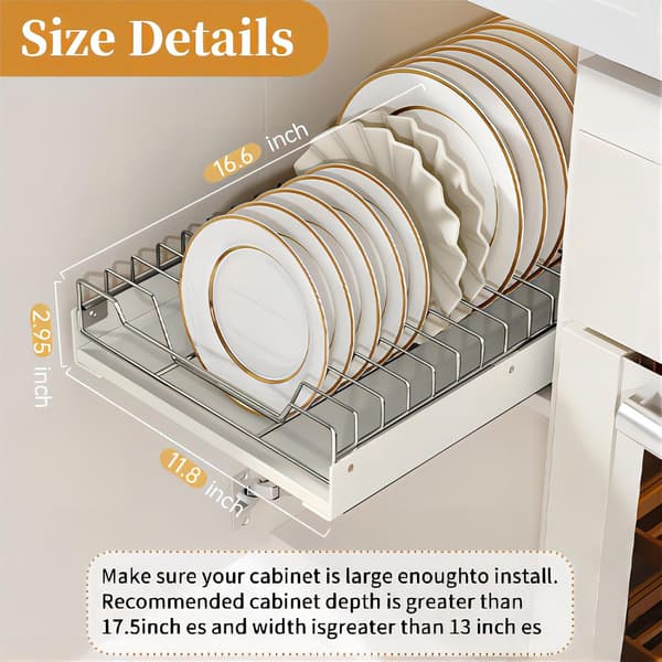 Pull-Out Cabinet Organizer Mounted with Self-Adhesive Nanofilm, Pull-Out Drying Rack for Kitchen Cabinets, Pull-Out Drawer for Under Kitchen