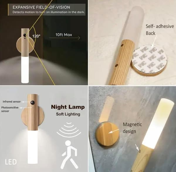 Simple Elegance: Motion Sensor Night Light, Rechargeable Magnetic Wall Lamp, Energy Saving, Easy Installation, Indoor, Wide Application