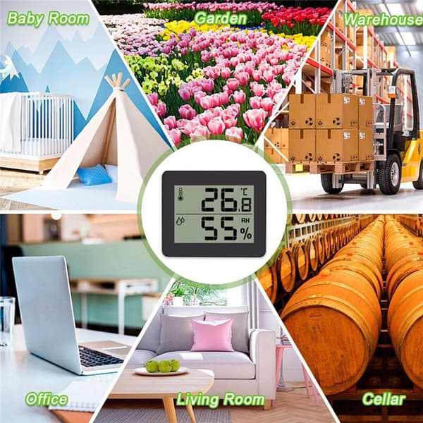 Digitalt hygrometertermometer, innendørs hygrometer, hjemmetemperaturtermometersensor, grønt rom