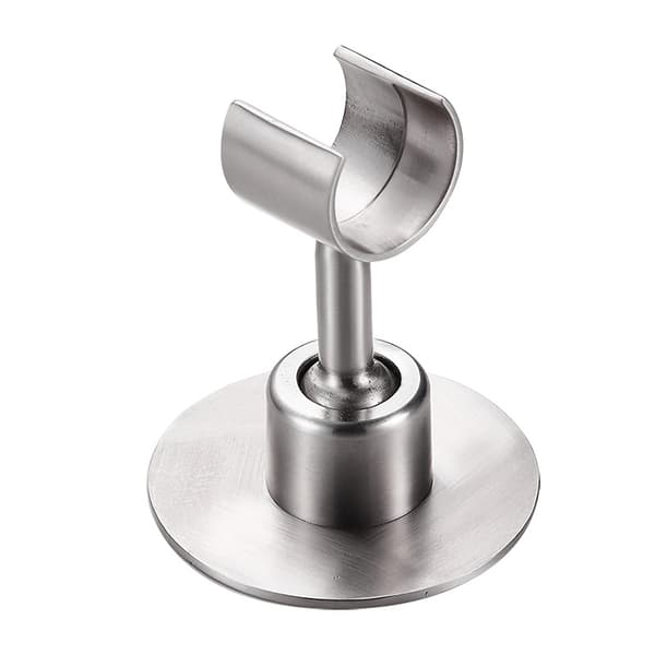 A silver perforated shower bracket with fixed base shower head universal adjustable shower accessories shower head hanger