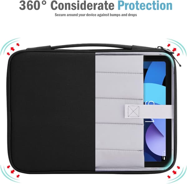 Black Tablet Case with 9-11 Pockets, Compatible with iPad