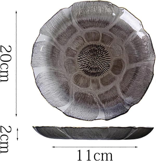 Fruit plate in glass crystal, clear serving plate, lotus-shaped dinner plate, multi-function tray, snack candy, decorative plate