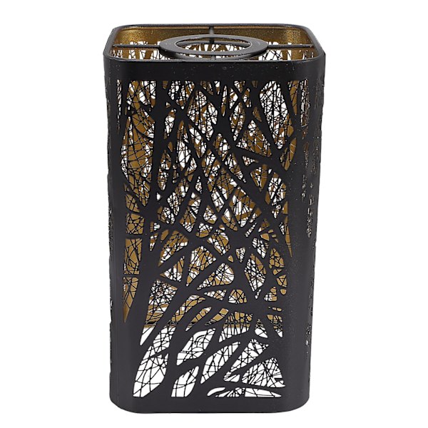 Lille Lampeskærm Metal Lampeskærm Med Træmønstre Til Pendellampe Væglampe Sort 20x11,6cm