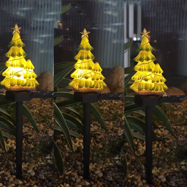 Solcelledrevet juletræ LED-lysstake Vandtæt Landskab Plæne Natlys Udendørs Light Up Statue Dekoration