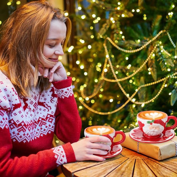 6 uppsättningar jul-tomtekoppar (för stil)