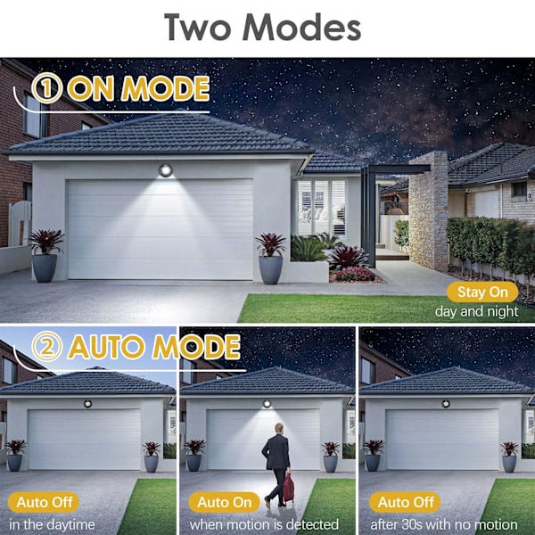 Batteridriven rörelsesensorlampa Vattentät Trådlös LED Batteridriven Vägglampa Automatisk På/Av 2-pack