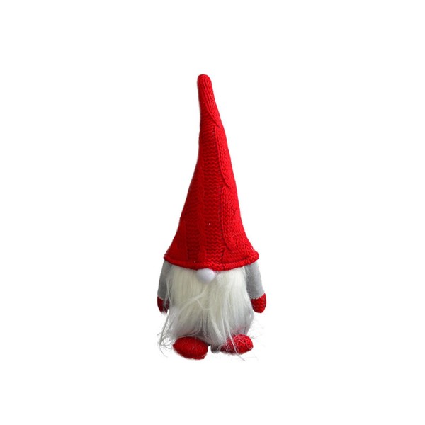 Jule-Nisse Ornament Håndlaget Svensk Tomte Dukke med LED-Lysende Nese Skandinavisk Nisse Ornament Rød