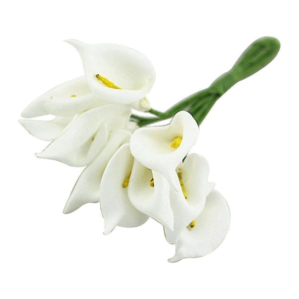 12 stk Mini Calla Kunstige Blomster Bukett Bryllupsdekor DIY Krans Gave Hvit