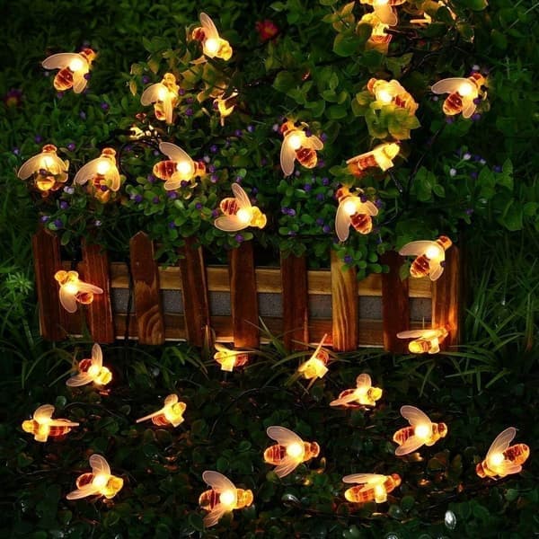 Solar Powered Garden Lighting Bee String Lights 7 m 50 LED Warm White Lights Waterproof