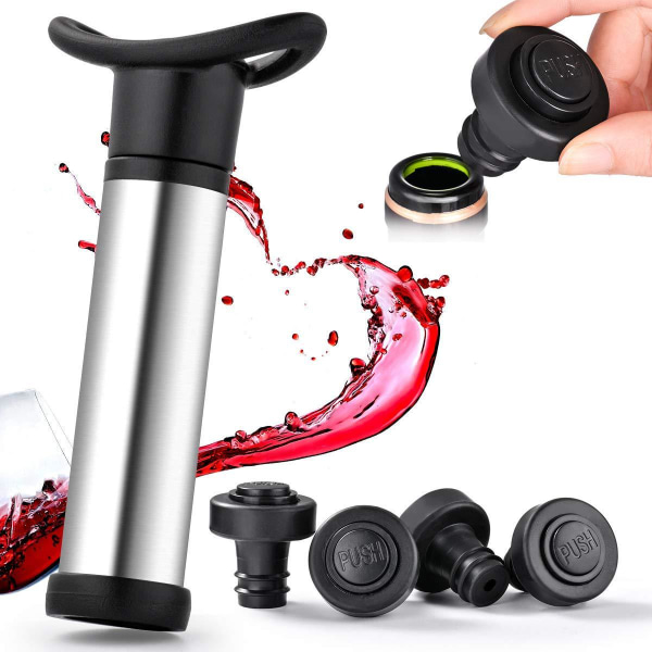 for vin- og rødvinsvakuumpumpe, vinåpner korketrekker korketrekker vin tilbehørssett, med 4 flaskepropper