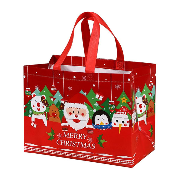 Merry Christmas Gift Bag Tecknad Santa Claus Snowman - Non Woven Bag Christmas