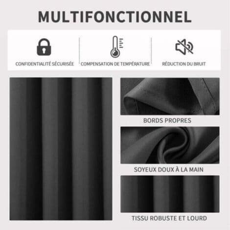 Ulisem - Blackout Curtains, 2-pack - Opaque Thermal Curtains, 100% Polyester - Light Thermal Insulation - UV Protection - Noise Reduction