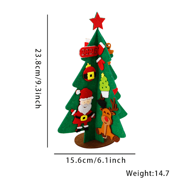 2-pack DIY 3D Filtjul för Barn Småbarn Julcenterpiece Avtagbar Bord Julgran Filtpyssel för Jul