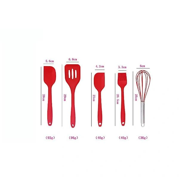 Kitchen Utensil Set Baking Tools Set 5-Piece Set Silicone Kitchen Utensils Silicone Spatula Baking Utensils Red