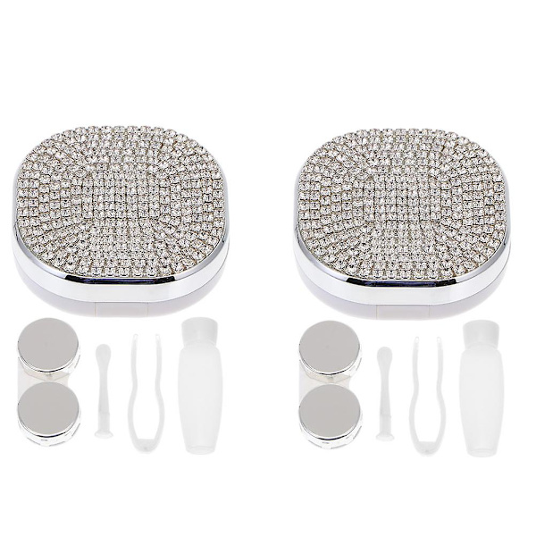 2 Sæt Rejsebrilleglas Etui Kosmetik Linseboks Linsepleje Holder Kosmetik Linseholder Kontaktlinsebeholder Kontaktlinseetui Tilfældig Farve 7,1x7,1x2,5cm