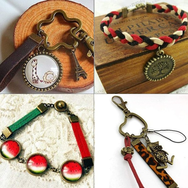 200 stk./parti Antik bronzefarvet Crimp Beads Cove Clasps Cord End Caps String Ribbon Læder Clip Foldover（20mm）