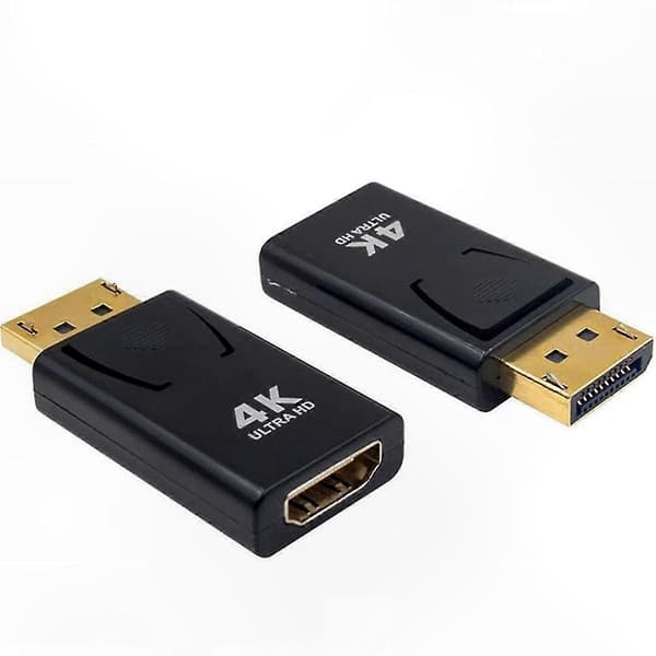 4K DisplayPort til HDMI-adapter, DP han til HDMI-kompatibel konverter til computer-tv-skærm Sort & guld Svart & guld