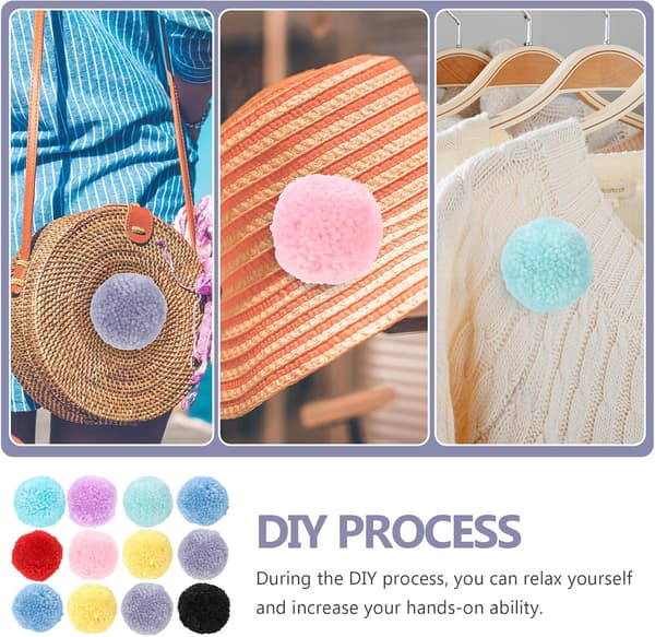 12 stk farverige fluffy pompomkugler DIY håndværksmaterialer bløde polyesterpufkugler