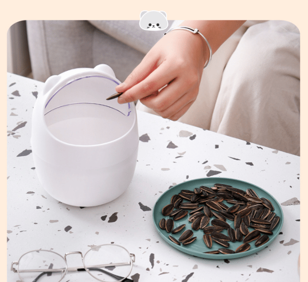 White and Transparent Lid, Cute Mini Desktop Trash Can