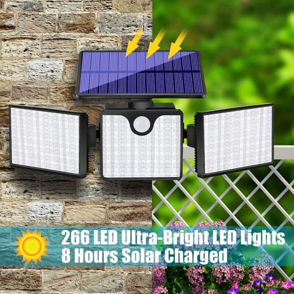 266 LED Outdoor Solar Light with Motion Sensor, IP65 Solar Rating