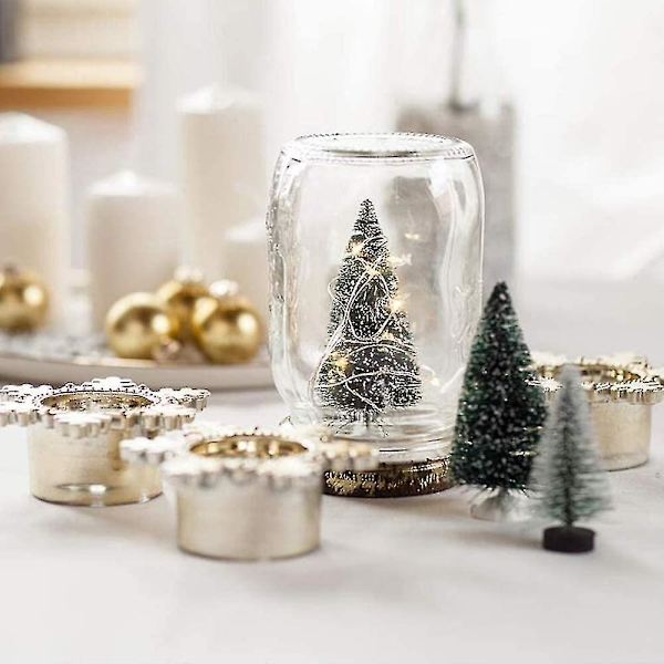 Mini Snöfrostade Träd Mini Julgran Plast Vinter Snö Dekorationer Bordsgranar För Semesterfest Diy Rum Dekoration Hem Bord Topp Jul