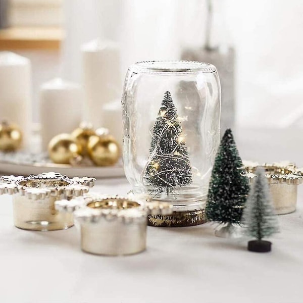 Pienet lumen huurrepuut Mini joulukuusi Muoviset talvilumiset koristeet Pöytäpuut lomajuhliin Tee-se-itse Huoneen sisustus Koti Pöytälevy Joulu