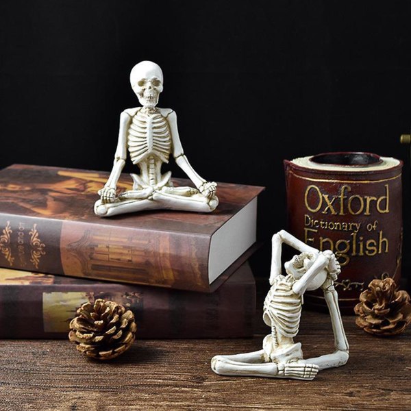 Halloween Yoga Hodeskalle Statue Flat Dorm Yoga Studio Stue Dekorasjon Svart