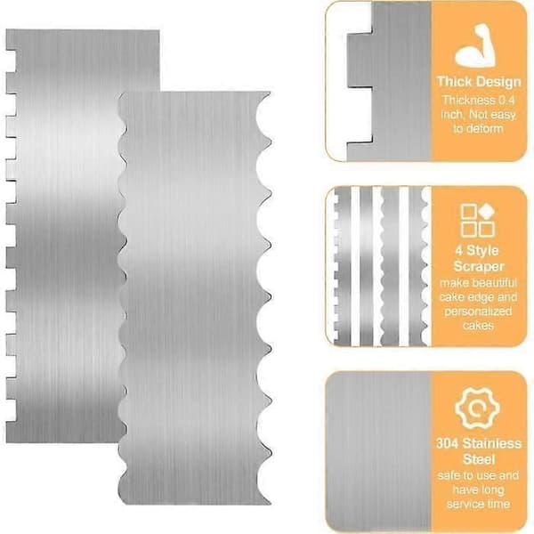 Cake Scraper, Stainless Steel Cake Smoother, Cake Edge Scraper, Double-Sided Cake Spatulas, for Buttercream