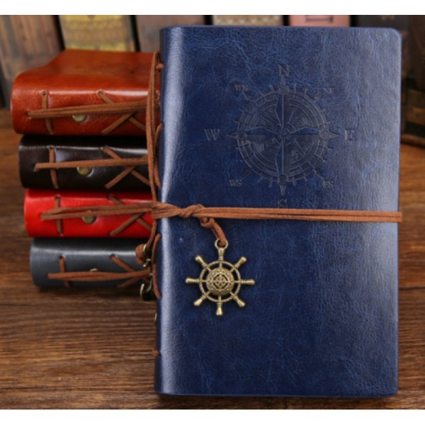 4 stk - A5 Skinn Skrivejournal Notatbok, Vintage Nautisk Spiral Tom Streng Dagbok Notisblokk Skissebok Reise for å Skrive i