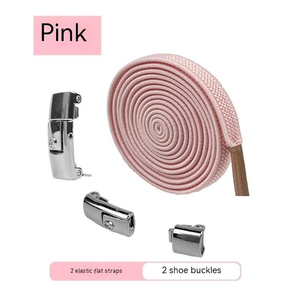 Latskor för lata, elastiskt tryck för att fästa snörspännet, rosa, 6 mm bred
