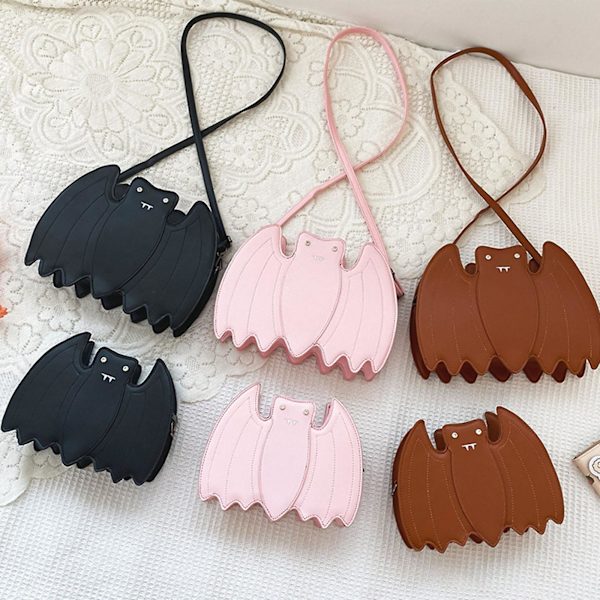 Goottilainen Demon Bat Olkalaukku PU-Nahkainen Ristiriimu Laukku Luoville Messenger BLBlack
