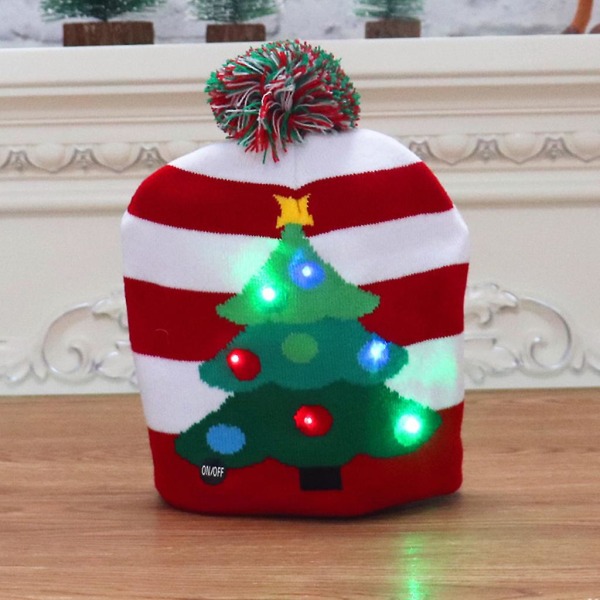LED nissehue Lys op nissehue Juletræ Grim hat Unisex strik hue til julefestdekoration